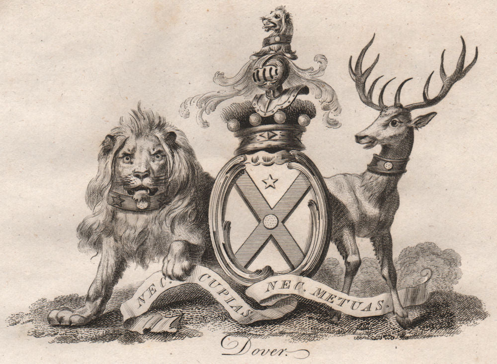 DOVER. Coat of Arms. Heraldry 1790 old antique vintage print picture